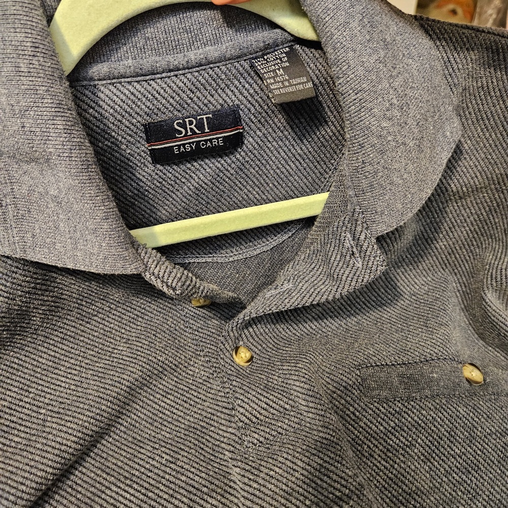 2for$20 SRT easy care blue pull over collar button down golf business casual med - Picture 5 of 6